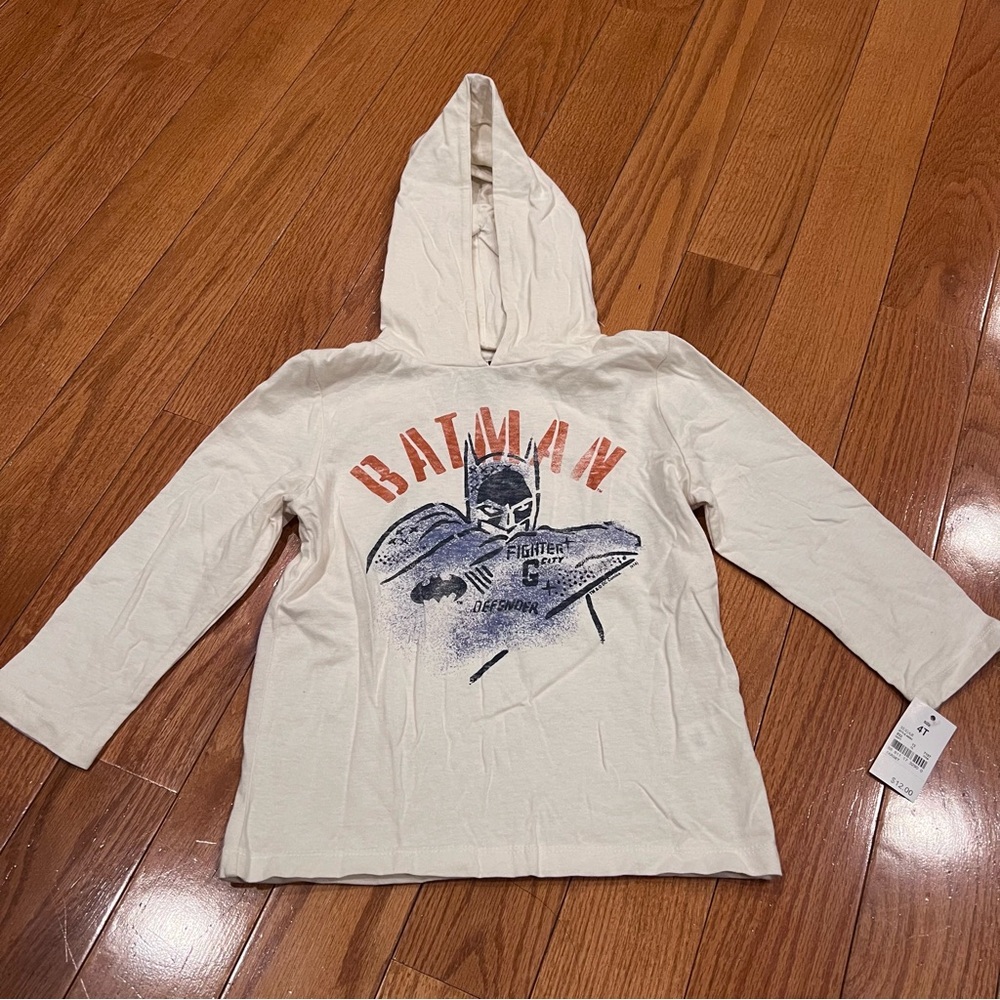 NWT Kids Love + Art Batman Hoodie Long Sleeve Tee Shirt Size 4T